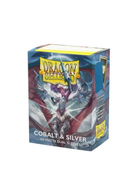Fundas Dragon Shield Azul Cobalto y Plata Dual Mate 100 Uds Fundas Dragon Shield Azul Cobalto y Plata Dual Mate 100 Uds