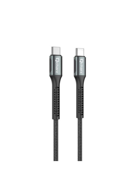 Qcharx Prague Cable Tipo C a Tipo C 3A 100W (1 m) Aleacion de aluminio Negro Cable trenzado suave