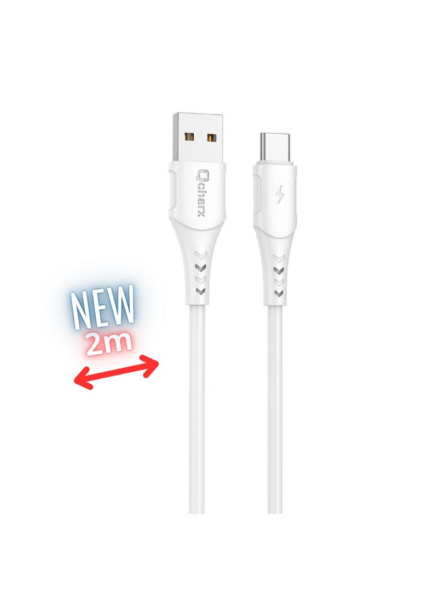 Qcharx Athens Cable USB a Tipo C 3A 18W (2 m) PVC Blanco