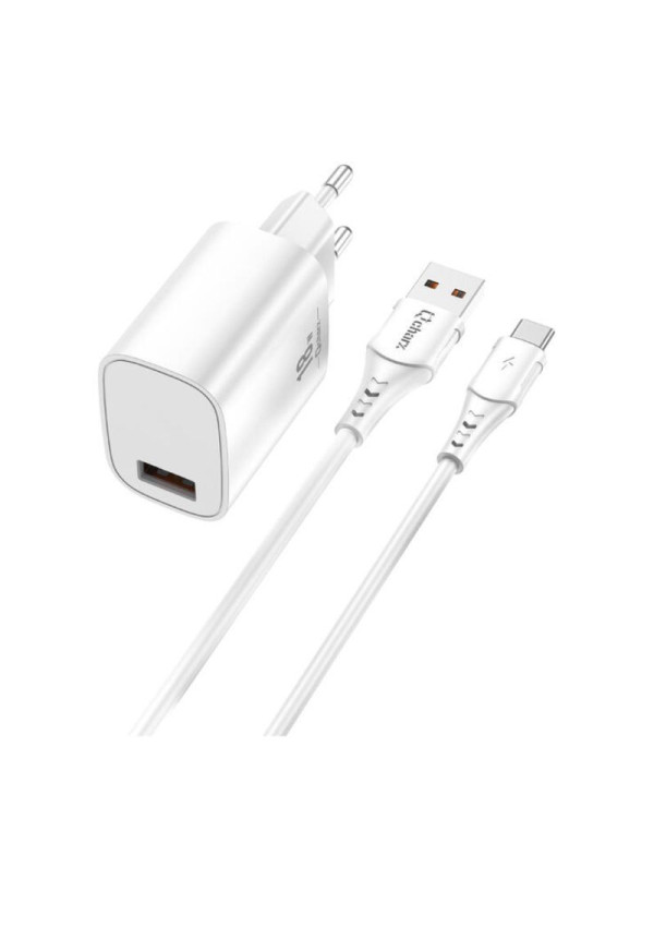 Qcharx Artemisia Cargador 3A 18W 1 Puerto USB + cable USB a Tipo C Blanco