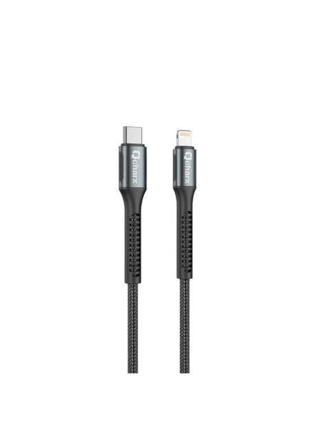Qcharx Prague Cable Tipo C a Lightning 3A 20W (1 m) Aleacion de aluminio Negro Cable trenzado suave