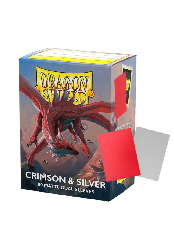 Fundas Dragon Shield Mate Dual Crimson & Silver 100Uds